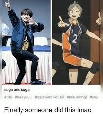 Suga And Suga Bts X Haikyuu Haikyuu Anime Haikyuu Haikyuu Fanart