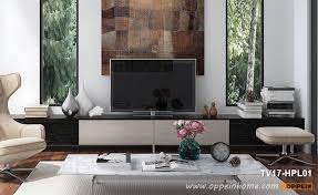 Open shelf tv stand has pull down storage with contemporary handle. Black Laminate And Light Wood Grain Pvc Long Tv Stand Tv17 Hpl01