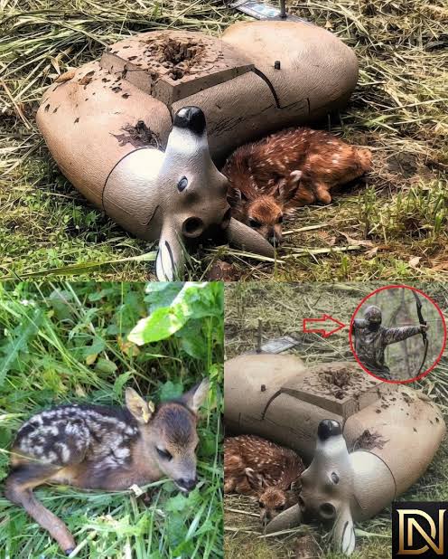 Baby deer waits beside mother's lifeless body