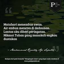 Berikut adalah beberapa contoh puisi tentang hijrah. Puisi Tentang Menghayati Alam 3 Bait Oleh Mochammad Ronaldy Aji Saputra