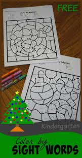 free christmas color by sight word