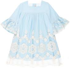 Moda infantil 100% made in spain. Lappepa Moda Infantil Vestido Nina Azul Tul Bordado Manga Acampanada Missbaby