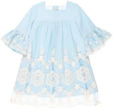 Vestido estampado loros y mariposas, con. Lappepa Moda Infantil Vestido Nina Azul Tul Bordado Manga Acampanada Missbaby