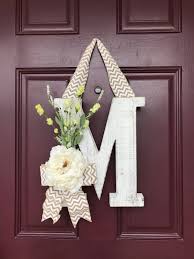 Letter Door Hanger Front Door Wreath Whitewashed Letter Etsy In 2020 Initial Door Wreaths Letter Door Hangers Door Decorations