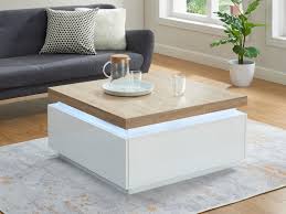 Neues angebot vidaxl beistelltisch couchtisch mit schublade und rädern mangoholz 40x40x45 cm. Couchtisch Mit Led Beleuchtung Halo Ii 2 Schubladen Weiss Eichefarben Gunstig Kaufen