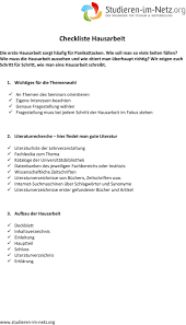 Das fazit & resümee soll die wissenschaftliche arbeit, wie die bachelorarbeit, abrunden und dieses gekonnt zu schreiben, zeichnet einen kompetenten. Checkliste Hausarbeit Pdf Kostenfreier Download