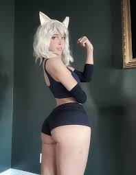 Neferpitou cosplay with long white hair - intriguing Hunter x Hunter porn