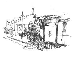 British Rail 9f Locomoyive Train Sketch Art British Rail