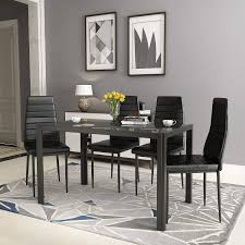 Contemporary dining room sets for small spaces. Modern Black Metal Kitchen Table W Glass Table Top Dining Table Set For 4 Recaceik 5 Piece Kitchen Dining Room Sets Perfect For Breakfast Nook Small Spaces Furniture Home Kitchen Eudirect78 Eu