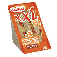 Sandwichs Poulet Roti Crudites Daunat La Barquette De 3 230 G A Prix Carrefour Poulet Mayonnaise Sandwich Au Poulet Sandwich Jambon