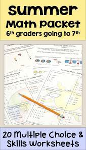 This Summer Math Packet For 6th Graders Going To 7th Grade Has 20 Different Worksheets And Lots Of Activities Inclu Summer Math Packet Math Packets Summer Math