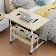 An aesthetic practical contemporary sofa laptop stand with a frame of white coated metal. Wooden Laptop Table With Wheels Shelf Storage Height Adjustable Laptop Desk Computer Stand Desk For Sofa Bed Beside Laptop Desks Aliexpress