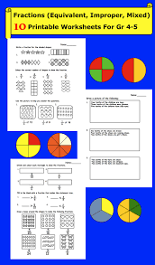 Fractions Equivalent Improper Mixed Printable Worksheets For Gr 4 5 Fractions Printable Worksheets Writing Fractions