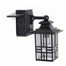 Maybe you would like to learn more about one of these? Hampton Bay Mission Style 60w 1 Light Black And Bronze Outdoor Wall Lantern With Built In The Home Depot Canada