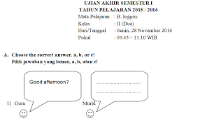 I have a pencil : Download Soal Uas Bahasa Inggris Kelas 2 Sd Kurikulum 2013