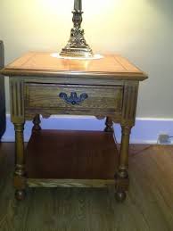 Country french drawer end table with a washed oak finish. Broyhill Coffee Table And Matching End Tables The Batavian