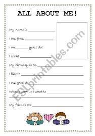 All About Me Student Profile Student Vocabulary Worksheets School Subjects