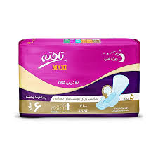 نوار بهداشتی مسافرتی  بالدار  تافته - ( ویژه شب، ماکسی ) مناسب پوستهای  حساس، ضد بو و آنتی باکتریال ( بسته 5 عددی؛ سایز XXX-Large - سایز 6 )