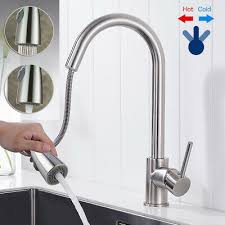 The water supply lines are located under the sink, right beneath the faucet. Kitchen Sink Mixer Taps Pull Out Single Lever Chrome Brass Spray Mono Tap Faucet Ebay