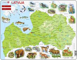 Lettland har 7 ledamoeter i europeiska ekonomiska och sociala kommitten. Larsen Physische Karte Lettland Mit Tieren
