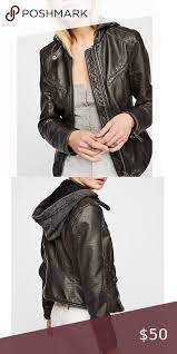 Free People Monroe Hooded Jacket Hooded Jacket Leather Jacket With Hood Vegan Leather Jacket
