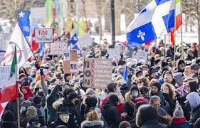 Manifestation contre les mesures sanitaires et vaccination obligatoire. Manifestation A Montreal Contre Les Mesures Sanitaires Le Devoir