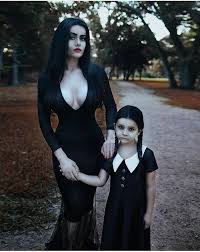 Gomez addams (raúl juliá) lives with his wife morticia (anjelica huston), children. Mother Daughter Costumes Mortisha Addams Wednesday Addams Halloween Daughter Halloween Costumes Mother Daughter Halloween Costumes Unique Halloween Costumes