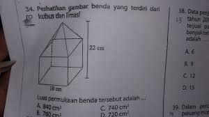 Tentukan volume gabungan kubus dan limas tersebut. Rumus Luas Permukaan Limas Persegi Panjang Brainly Siswapelajar Com