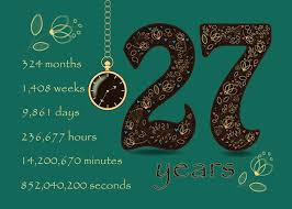 What is 75 days in months? 27th Wedding Anniversary 27 Years Break Down Into Months Days Etc Card Ad Ad 23rd Wedding Anniversary Wedding Anniversary Cards 27th Wedding Anniversary