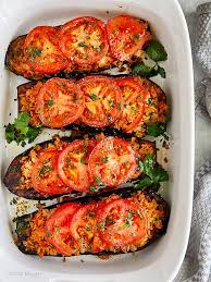 Fried Eggplant With Rice And Tomatoes Ifoodblogger Com Vegan Eggplant Recipes Eggplant Dishes Stuffed Eggplant Vegetarian