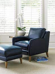 Navy blue chair with ottoman. Coconut Grove Leather Chair Oversized Chair Living Room Leather Chair White Dining Chairs
