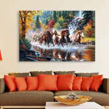 Painting the southern wall of your master bedroom a shade of orange can drive you to reach your goals. Inephos Unframed Canvas Painting 7 Horses Running Vastu Wall Painting For Living Room Bedroom Office Hotels Drawing Room 36 Inches X 24 Inches Buy Online In Bahamas At Bahamas Desertcart Com Productid 107044489