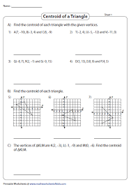 Median And Centroid Of A Triangle Algebraic Expressions Triangle Worksheet Midpoint Formula