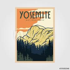 Yosemite National Park Vintage Poster Outdoor Vector Illustration Design Vector Illustration Design Illustration Design Vector Illustration