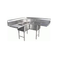 3 compartment corner sink 2 drain