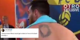 We know that messi has five tattoos. Lionel Messi Appears To Have A Noel Fielding Tattoo Indy100 Indy100