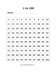 this free printable numbers chart features a grid with the