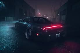 3d, render, car, mazda rx7, bridge, city, neon, khyzyl saleem. Mazda Rx7 1920x1080 Resolution Wallpapers Laptop Full Hd 1080p