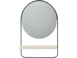 Miroir Rond Ens En Metal Avec Etagere Bois Bobochic