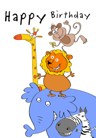 Happy Birthday Images For Kids Hd Smiley Animals Birthday Card Greetings Island Kids Birthday Cards Birthday Wishes For Kids Birthday Card Printable