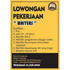 Pt pertamina (persero) adalah perusahaan bumn yang bertujuan melaksanakan dan menunjang kebijakan program pemerintah di bidang ekonomi dan pembangun…. Waiter Hashtag Lowongan Kerja Di Loker Bumiayu Id