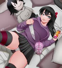Jeff the Killer and Nina the Killer share a passionate Rule34 moment