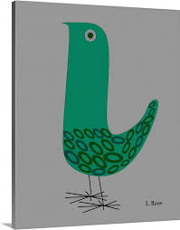 Atomic mid century modern abstract birds teak sculpture! Mid Century Bird On Gray Wall Art Canvas Prints Framed Prints Wall Peels Great Big Canvas