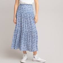 Find & download free graphic resources for floral pattern. Tiered Maxi Skirt In Floral Print Blue Floral Print La Redoute Collections La Redoute