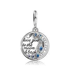 Ninaqueen I Love You To The Moon And Back 925 Sterling Silver Charms With Zirconia Fits Pandor Sterling Silver Charm Jewelry Bracelets Silver Silver Charms