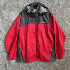 Columbia Mens Red Full Zip Lightweight Windbreaker Jacket 100% Nylon Size  Large | eBay