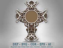 Download Cr 05 3d Layered Cross Monogram Svg For Cricut Glowforge Files Laser Cut Files Craftmegood