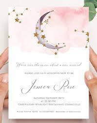 Pink Celestial Baby Shower Invitation Pink Moon Baby Shower Etsy Star Baby Shower Invitations Pink Baby Shower Invitations Moon Baby Shower Invitation
