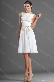 White Chiffon Lace Modest Bridesmaid Dress Boat Neck Knee Length Women Formal Party Dress Cu Cocktail Dress Lace Lace White Dress Short Lace Bridesmaid Dresses