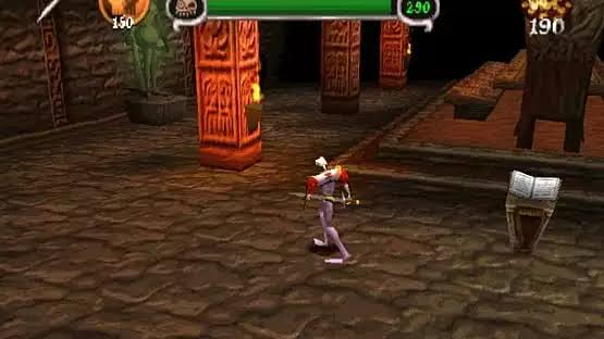 MediEvil original de PlayStation em uma área com moinho